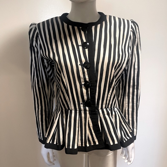 Saint Laurent Jackets & Blazers - SAINT LAURENT Rive Gauche stripped B/W péplum jacket 6/8